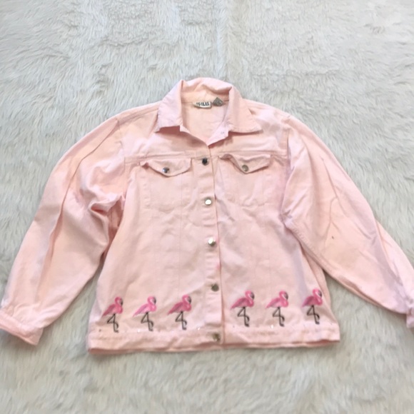 Coats | Pink Flamingo Jean Jacket Xl 